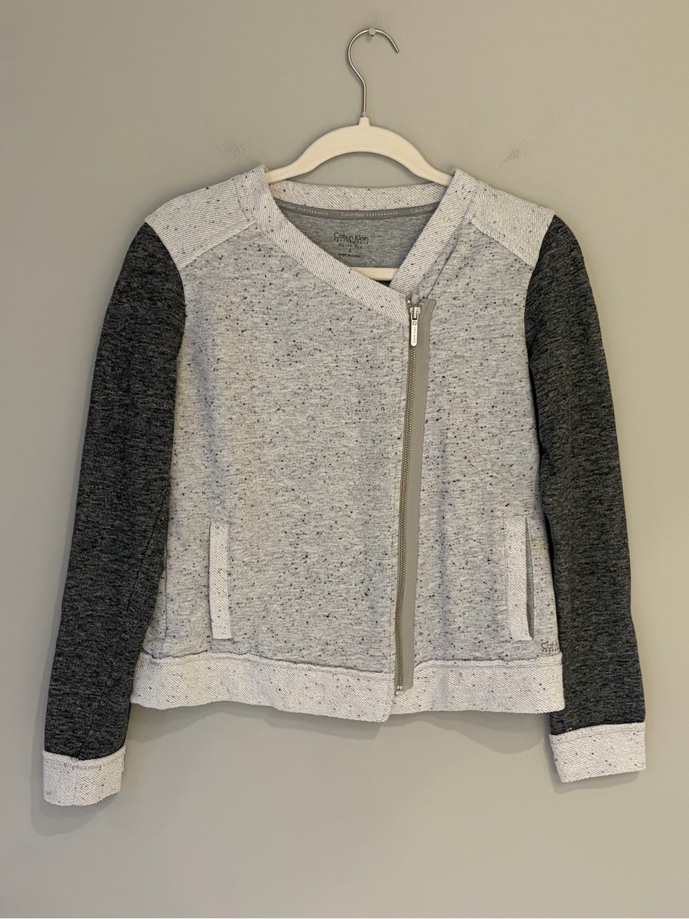 Calvin Klein Performance Light Gray & Charcoal Women's Zip-Front Jacket